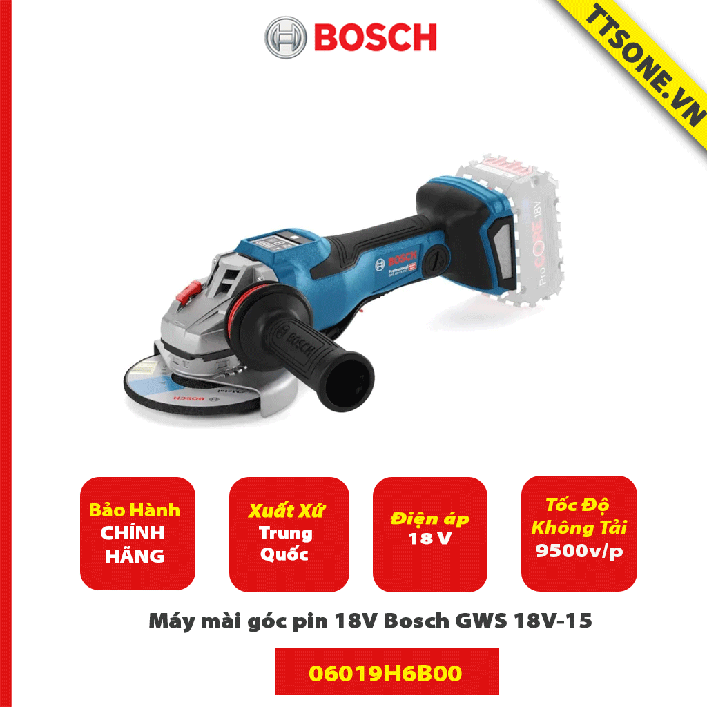 Máy mài góc pin 18V Bosch GWS 18V-15 - Chính hãng