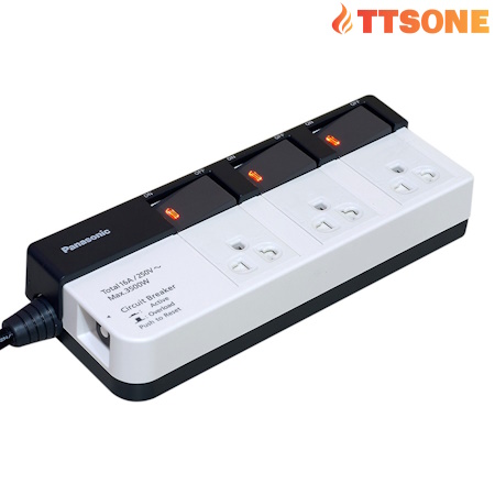 Ổ Cắm Có Dây 3 Ổ Cắm - 3 Chấu- 3 Công Tắc  PANASONIC WCHG28334