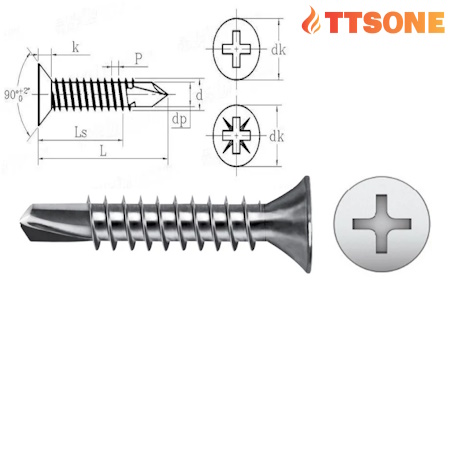 Vít Tự Khoan Đầu Bằng M5.5 Din 7504