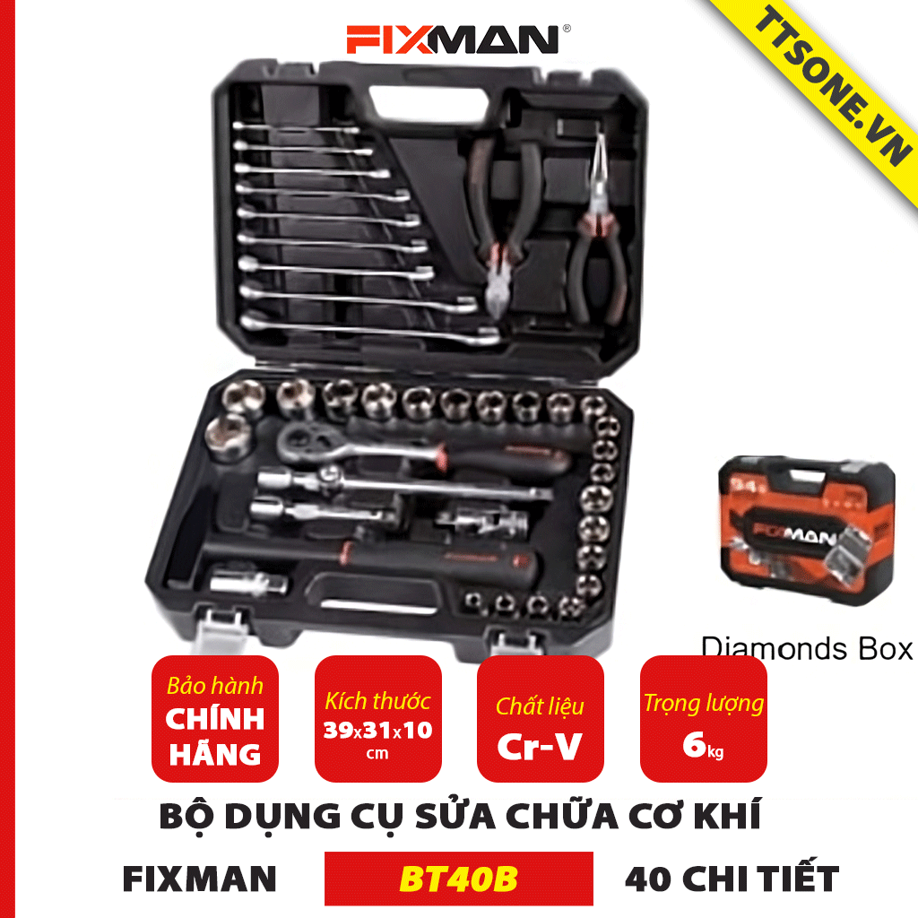 Bộ Dụng Cụ Sửa Chữa Cơ Khí 40 Chi Tiết FIXMAN BT40B - Chính hãng