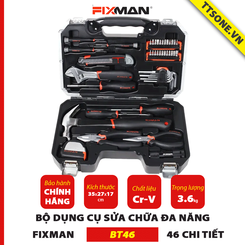Bộ Dụng Cụ Sửa Chữa Cơ Khí 46 Chi Tiết FIXMAN BT46 - Chính hãng