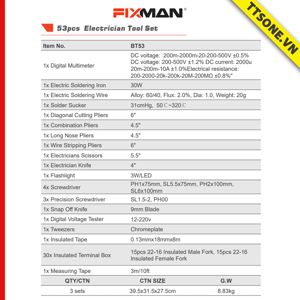 Bộ dụng cụ 53 chi tiết Fixman B53