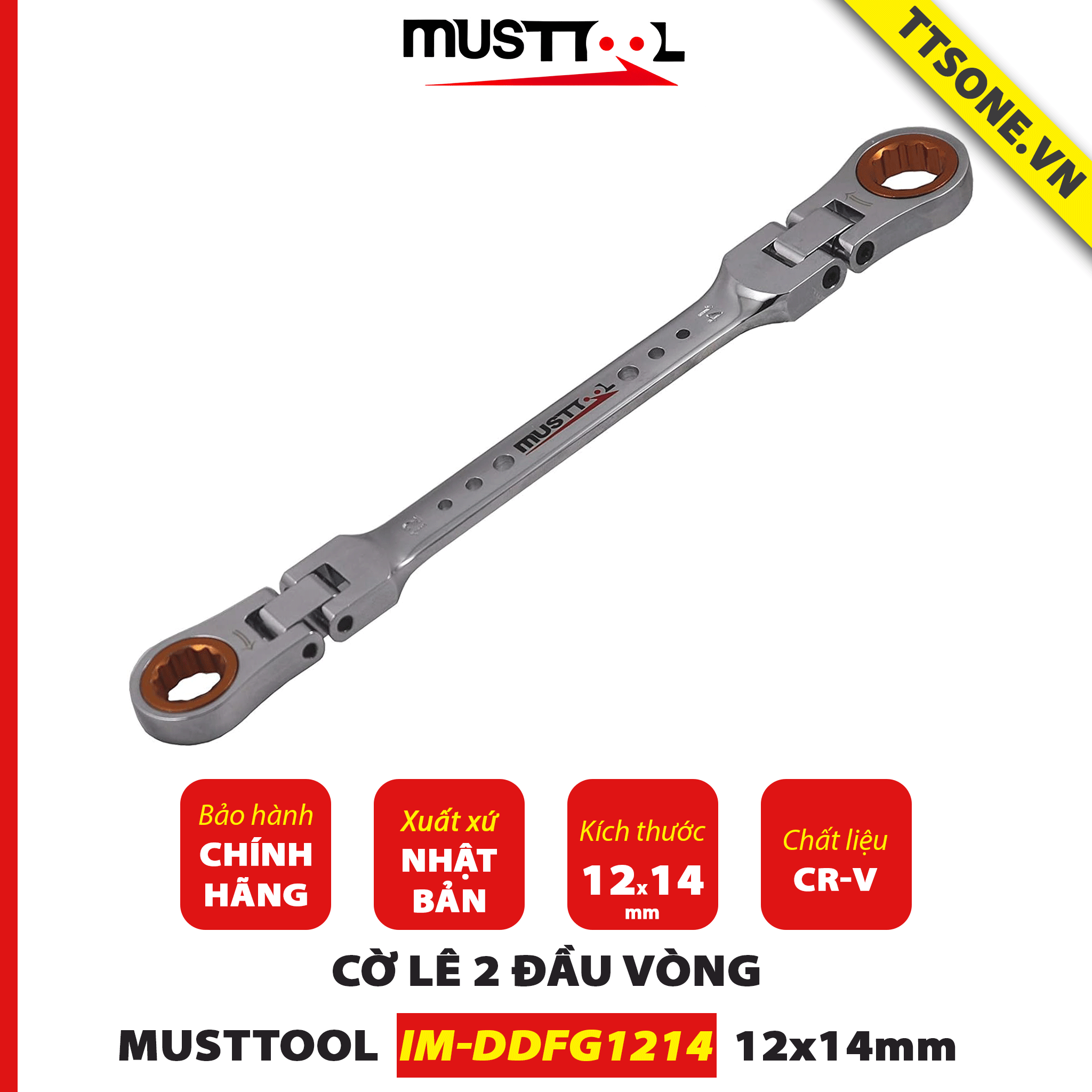 Cờ Lê 2 Đầu Vòng 12x14mm MUSTTOOL IM-DDFG1214 - Chính hãng
