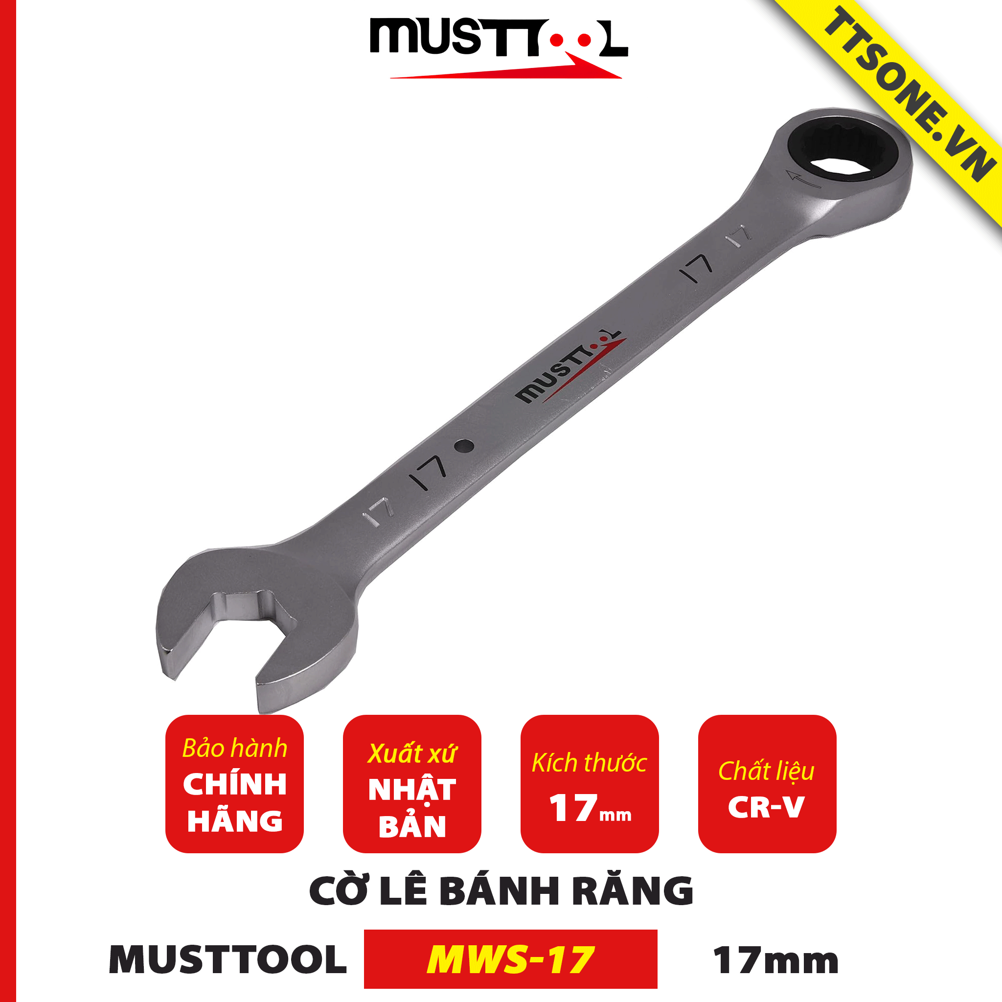 Cờ Lê Bánh Răng 17mm MUSTTOOL MWS-17 - Chính hãng