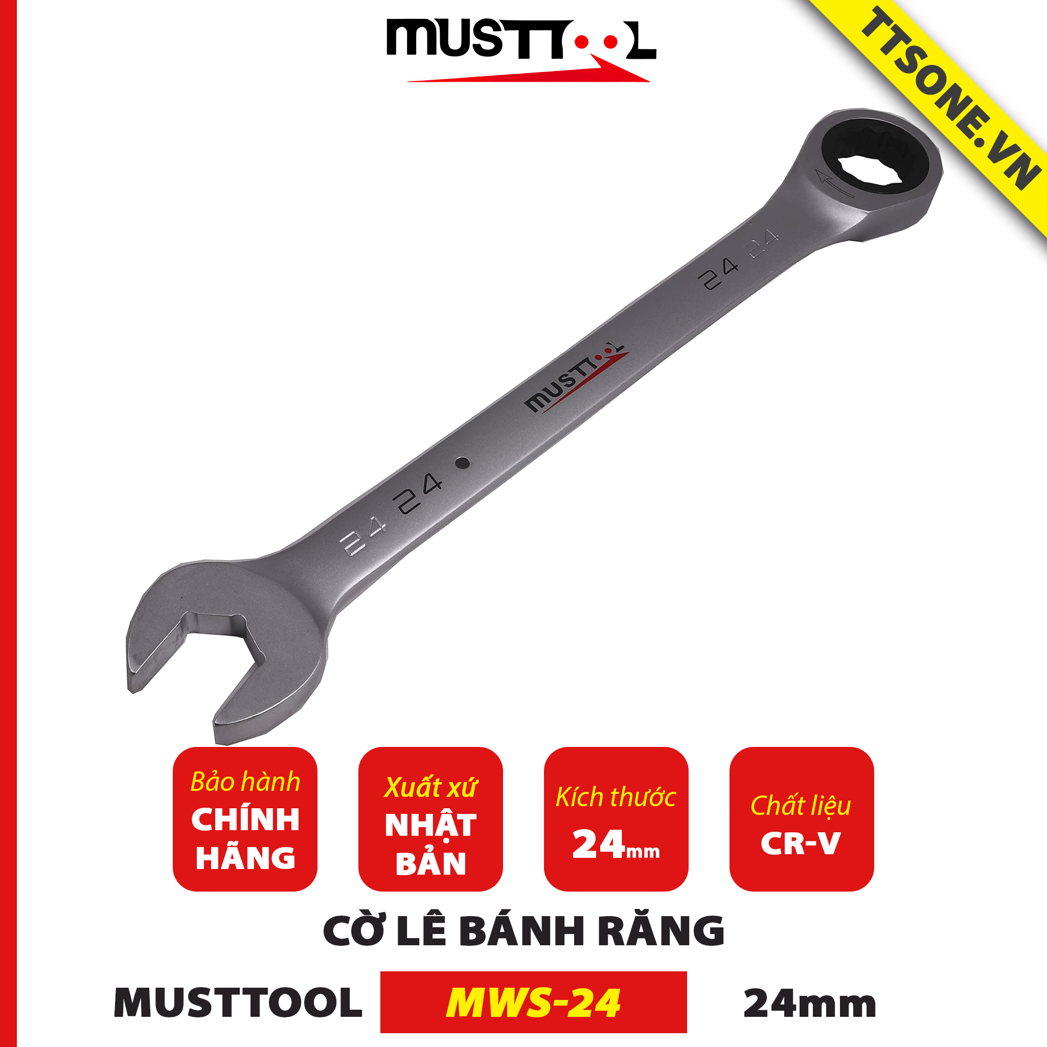 Cờ Lê Bánh Răng 24mm MUSTTOOL MWS-24 - Chính hãng