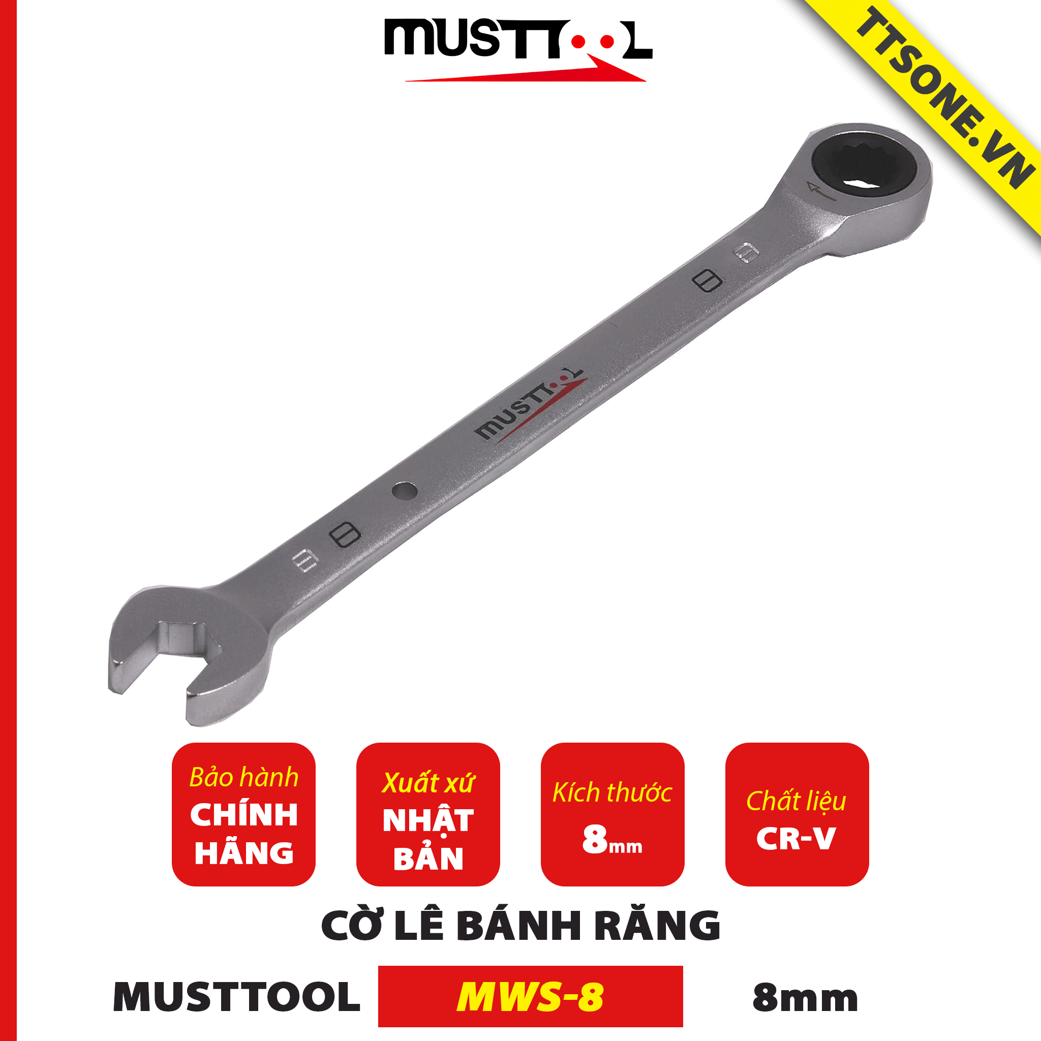 Cờ Lê Bánh Răng 8mm MUSTTOOL MWS-8 - Chính hãng