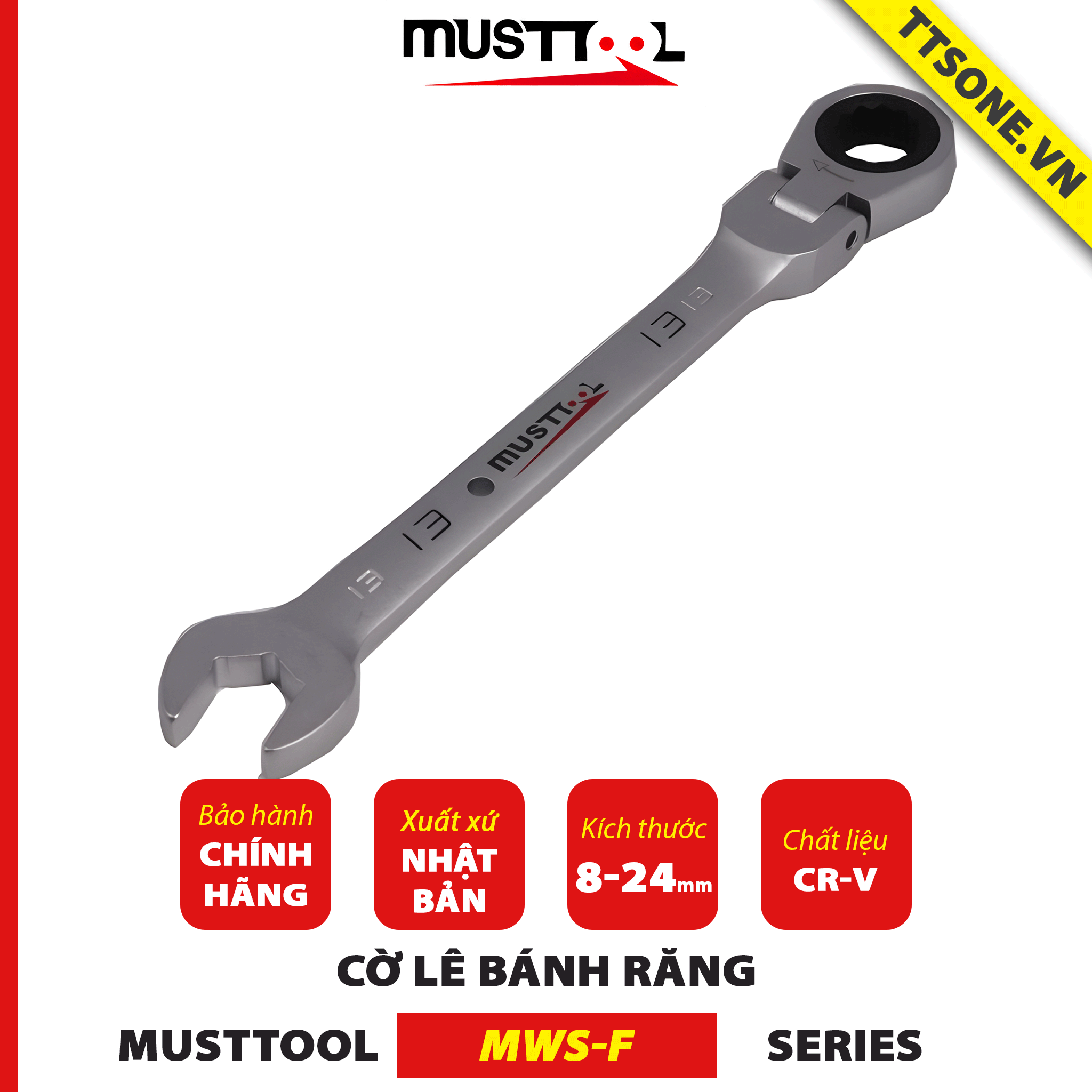 Cờ Lê Bánh Răng 17mm MUSTTOOL MWS-F17 - Chính hãng