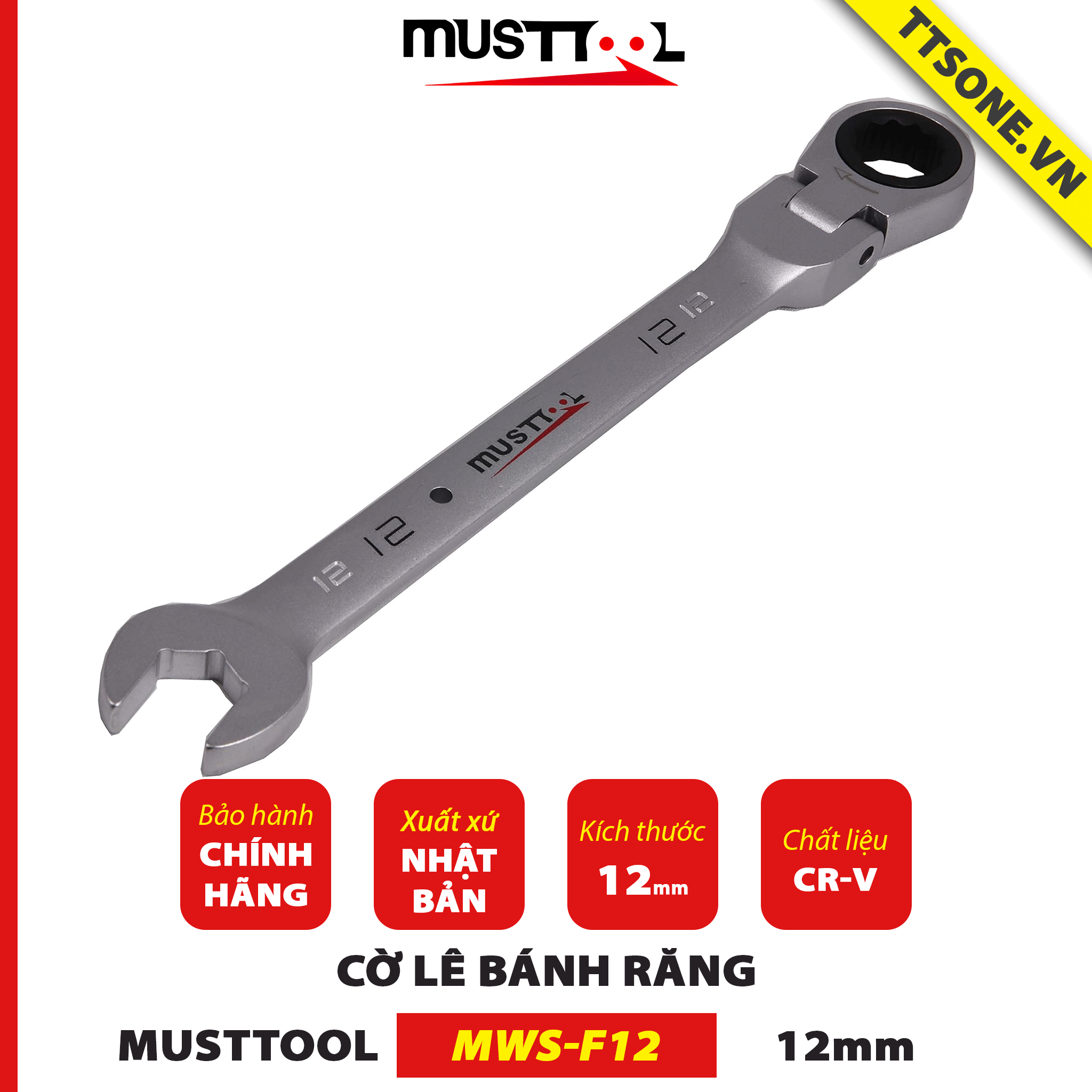 Cờ Lê Bánh Răng 12mm MUSTTOOL MWS-F12 - Chính hãng