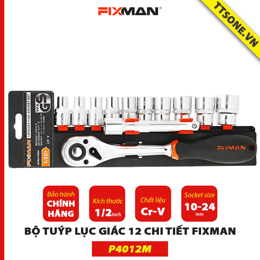 Bộ Tuýp Lục Giác 12 Chi Tiết FIXMAN P4012M - Chính Hãng