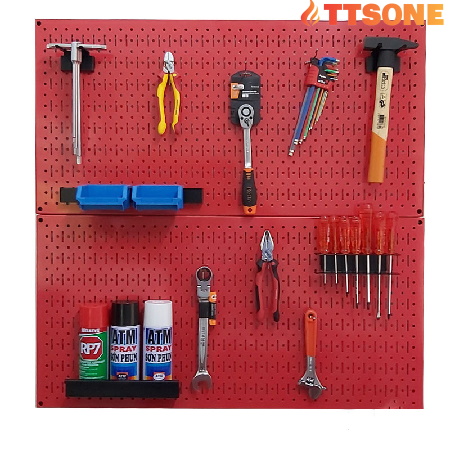 Tấm Lưới Đôi Pegboard Màu Đỏ Kèm Phụ Kiện Treo FABINA - 2 Tấm