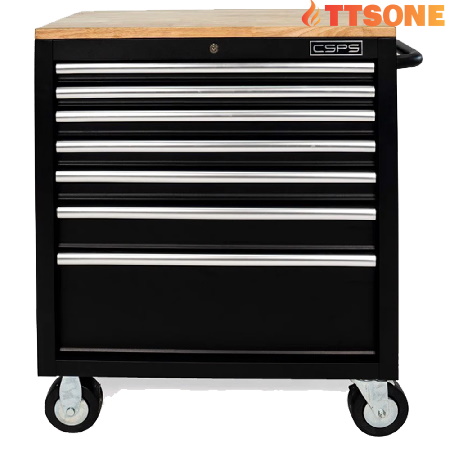 Tủ Dụng Cụ 7 Ngăn Kéo Mặt Gỗ Màu Đen Mờ CSPS