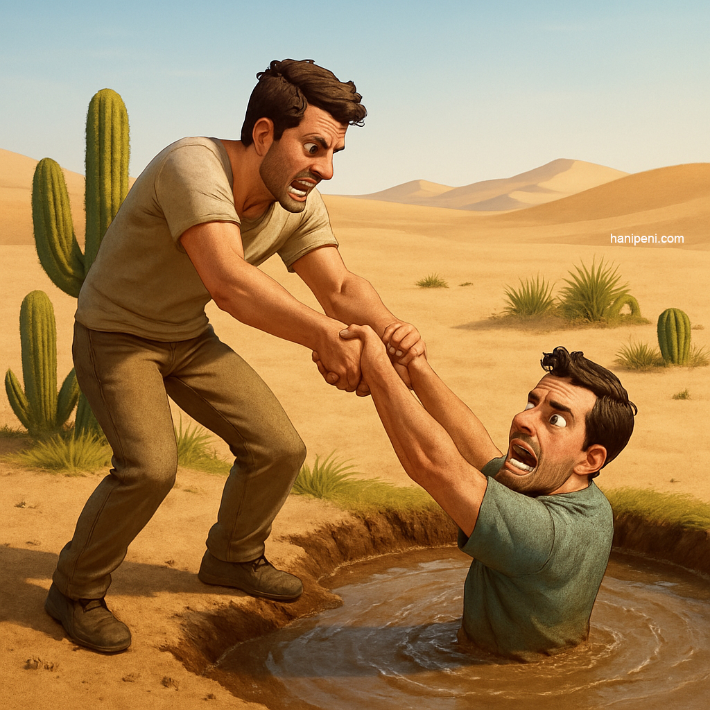 Hai người đàn ông trên sa mạc