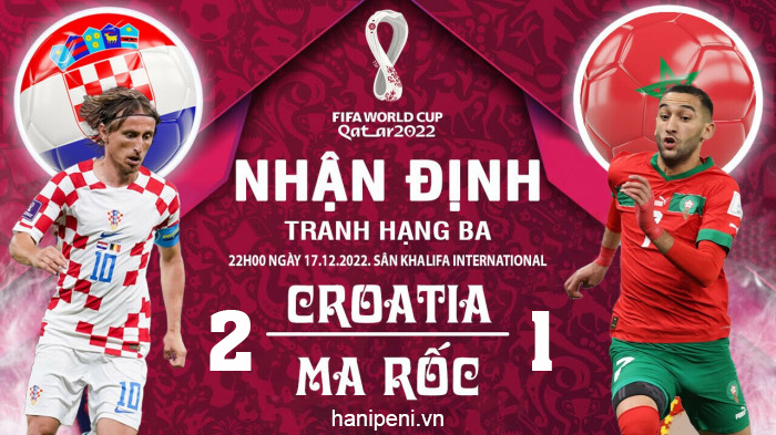Kết quả Croatia 2-1 Ma Rốc, tranh hạng 3 World Cup 2022 Kết quả Croatia 2-1 Ma Rốc, tranh hạng 3 World Cup 2022