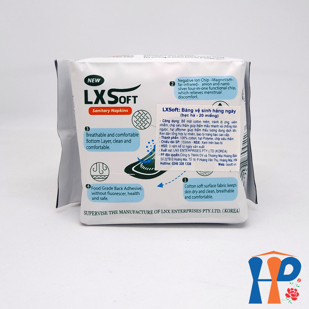 Băng vệ sinh LXSoft Fresh Ice Cool Cottony Surface Sanitary Napkins (bạc hà mát lạnh, thoáng khí, siêu thấm hút)