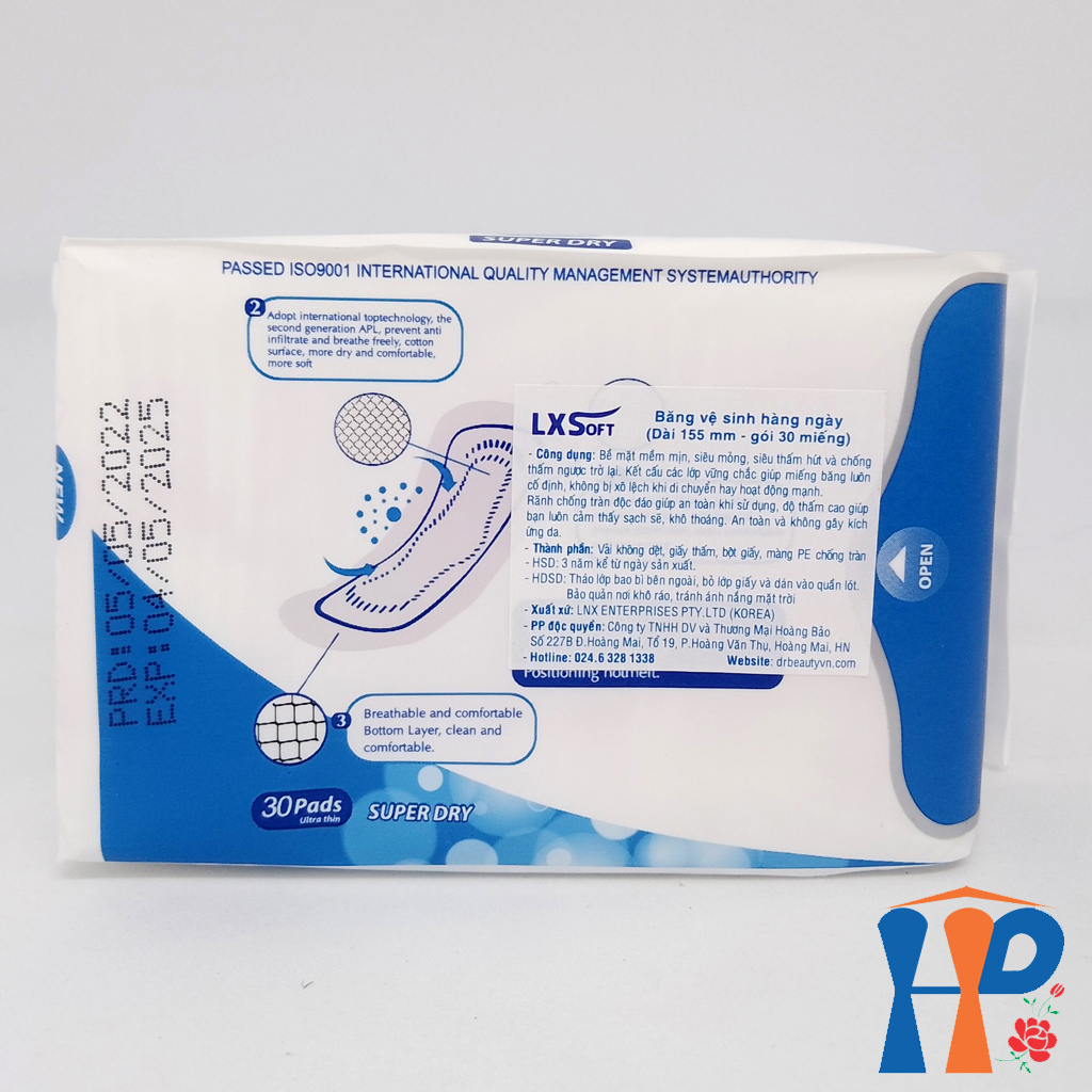 Băng Vệ Sinh LXSoft Sanitary Napkins (cao cấp không mùi, mặt bông thoáng khí, chống trào ngược)