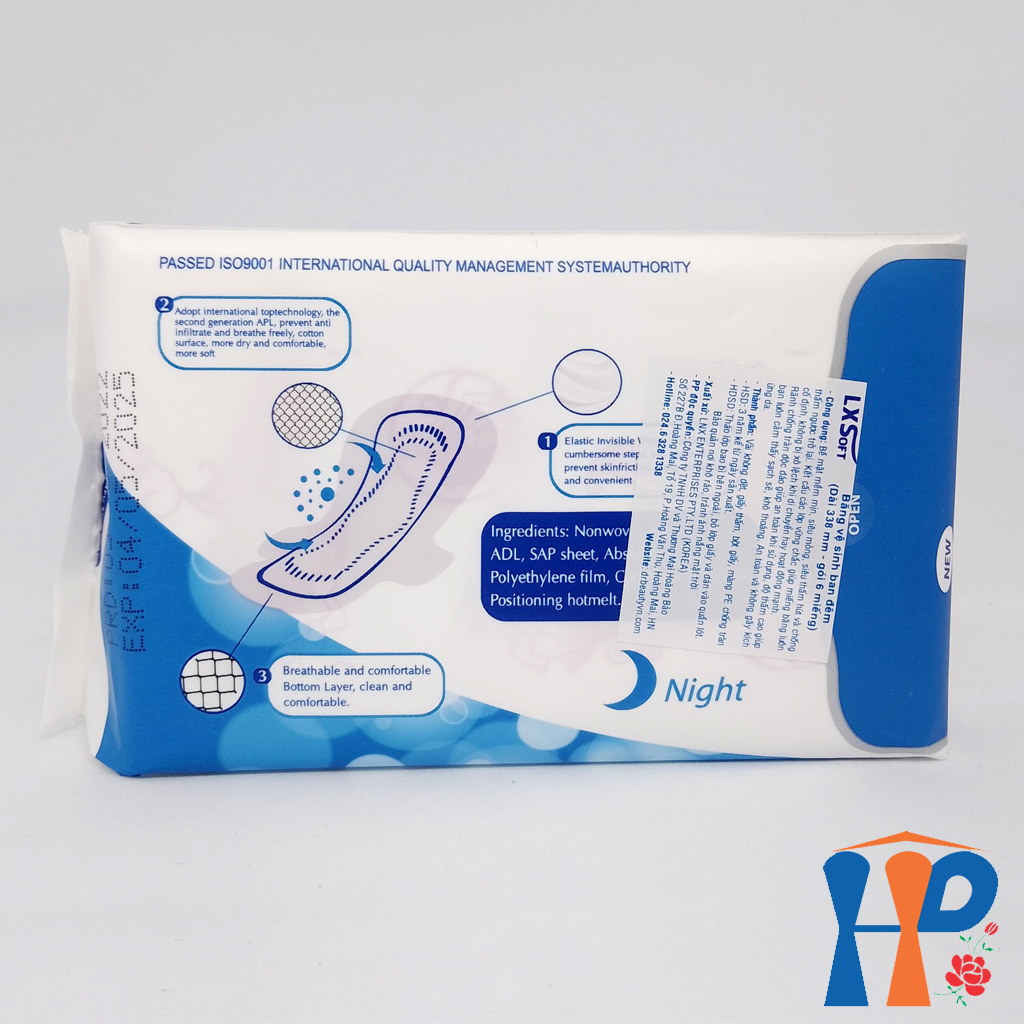 Băng Vệ Sinh LXSoft Sanitary Napkins (cao cấp không mùi, mặt bông thoáng khí, chống trào ngược)