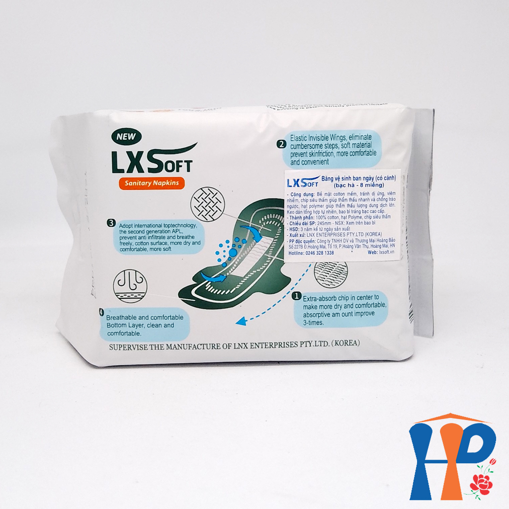 Băng vệ sinh LXSoft Fresh Ice Cool Cottony Surface Sanitary Napkins (bạc hà mát lạnh, thoáng khí, siêu thấm hút)