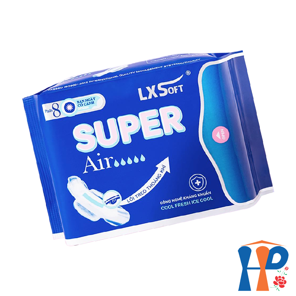 Băng Vệ Sinh LXSoft Super Air Sanitary Napkins (mặt bông cotton, lõi treo thoáng khí, hạt siêu thấm polyme)
