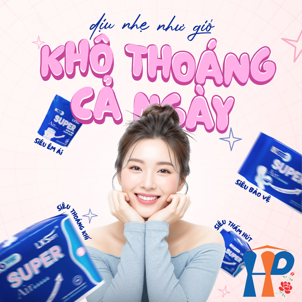 Băng Vệ Sinh LXSoft Super Air Sanitary Napkins (mặt bông cotton, lõi treo thoáng khí, hạt siêu thấm polyme)