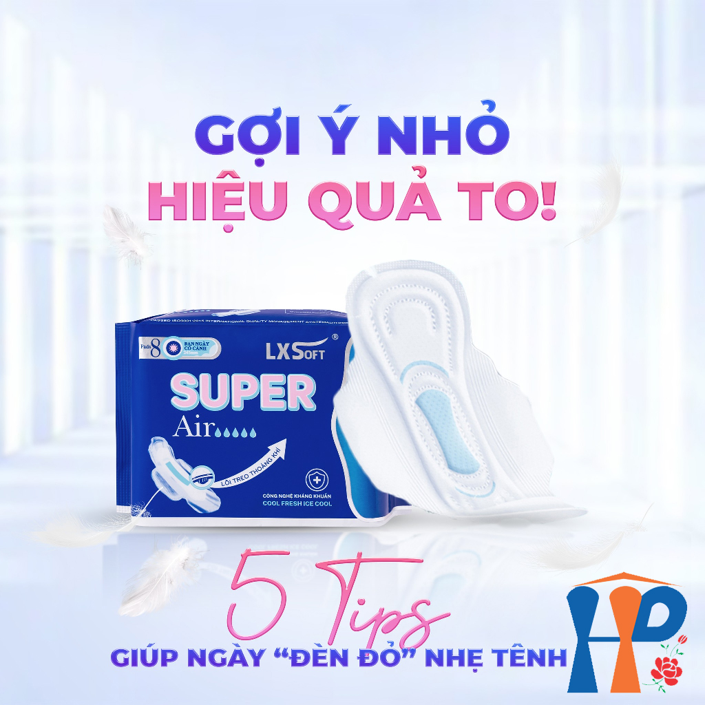 Băng Vệ Sinh LXSoft Super Air Sanitary Napkins (mặt bông cotton, lõi treo thoáng khí, hạt siêu thấm polyme)