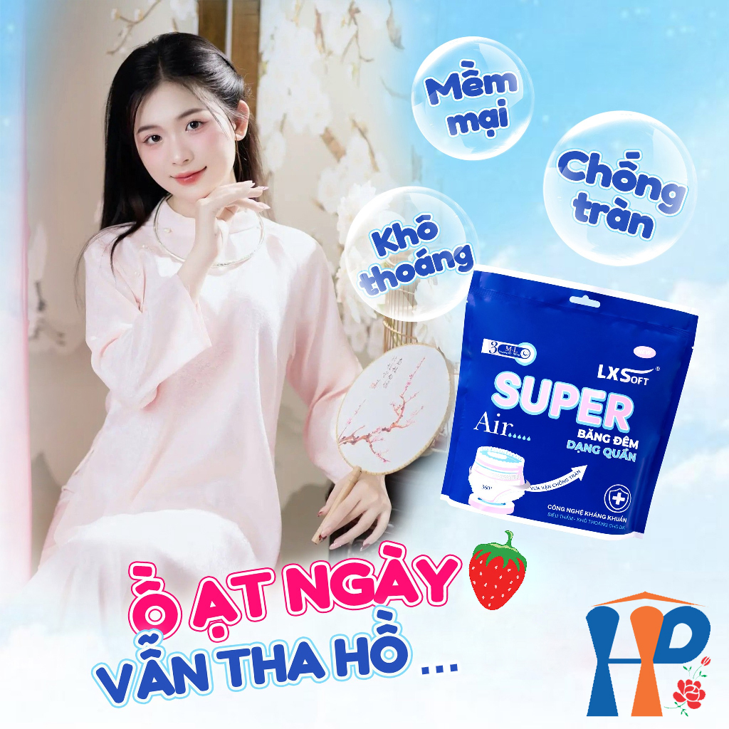 Tã quần LXSoft Super Air Cottony Diaper Pants 3M (mặt bông cotton, hạt polyme siêu thấm, lỏi treo thoáng khí) Hani Peni