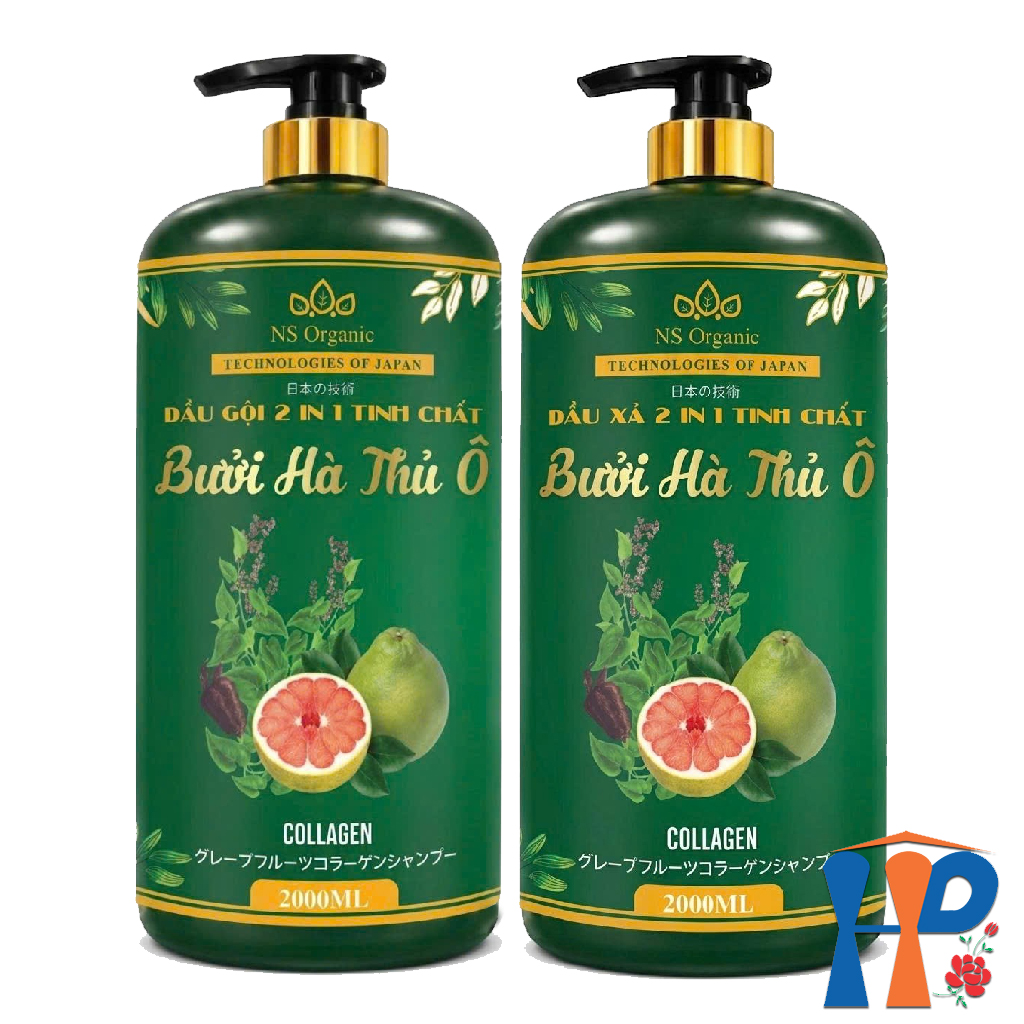 Cặp Gội Xả 2 in 1 tinh chất Bưởi Hà Thủ Ô NS Organic Grapefruit Knotweed Shampoo & Conditioner 2000ml