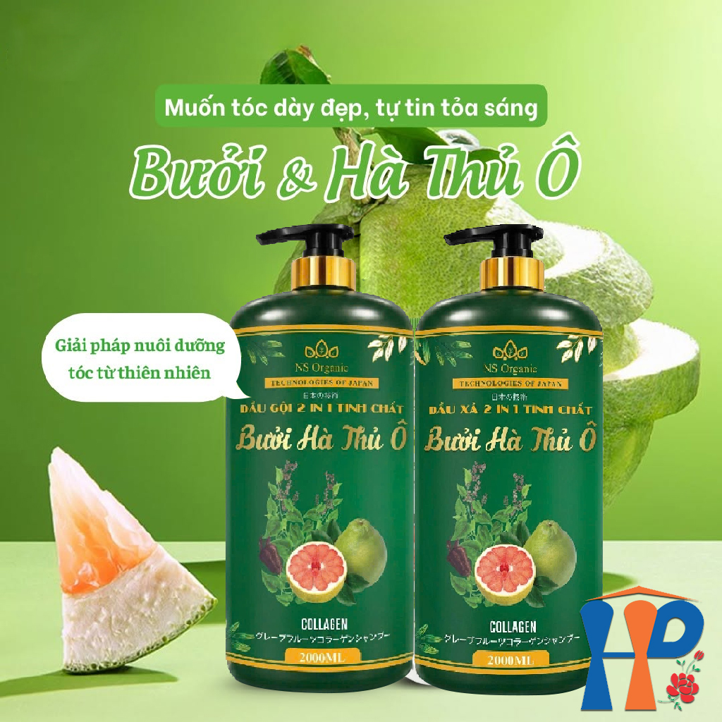 Cặp Gội Xả 2 in 1 tinh chất Bưởi Hà Thủ Ô NS Organic Grapefruit Knotweed Shampoo & Conditioner 2000ml