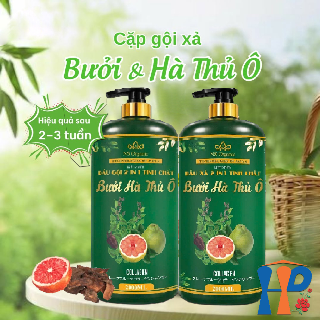 Cặp Gội Xả 2 in 1 tinh chất Bưởi Hà Thủ Ô NS Organic Grapefruit Knotweed Shampoo & Conditioner 2000ml