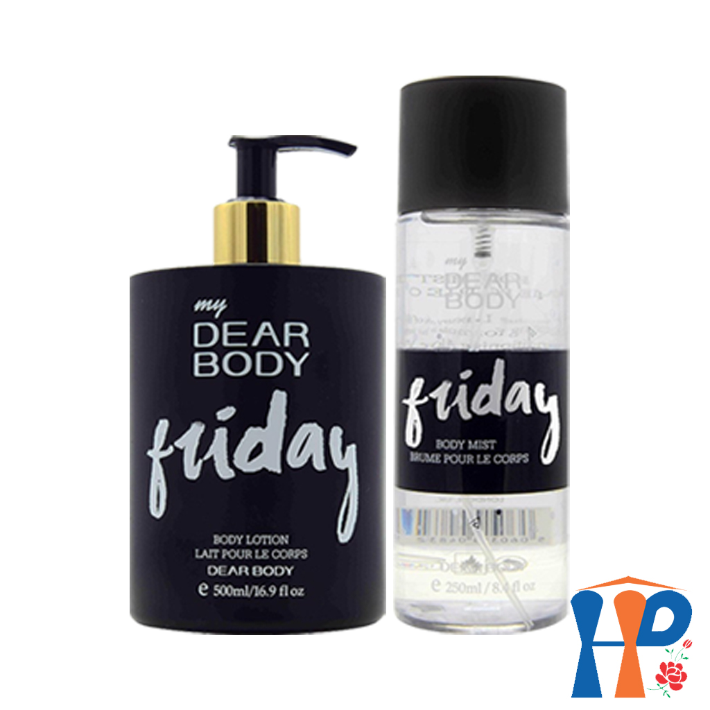 Combo Xịt Thơm và Dưỡng Thể Cả Tuần DEAR BODY Weeks Body Mist and Lotion 750ml (for woman, lưu hương 3 - 5 giờ)