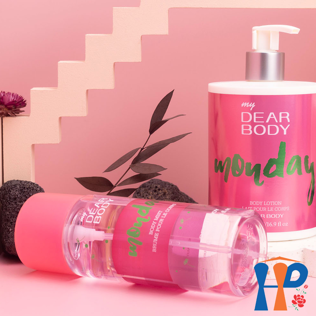 Combo Xịt Thơm và Dưỡng Thể Cả Tuần DEAR BODY Weeks Body Mist and Lotion 750ml (for woman, lưu hương 3 - 5 giờ)