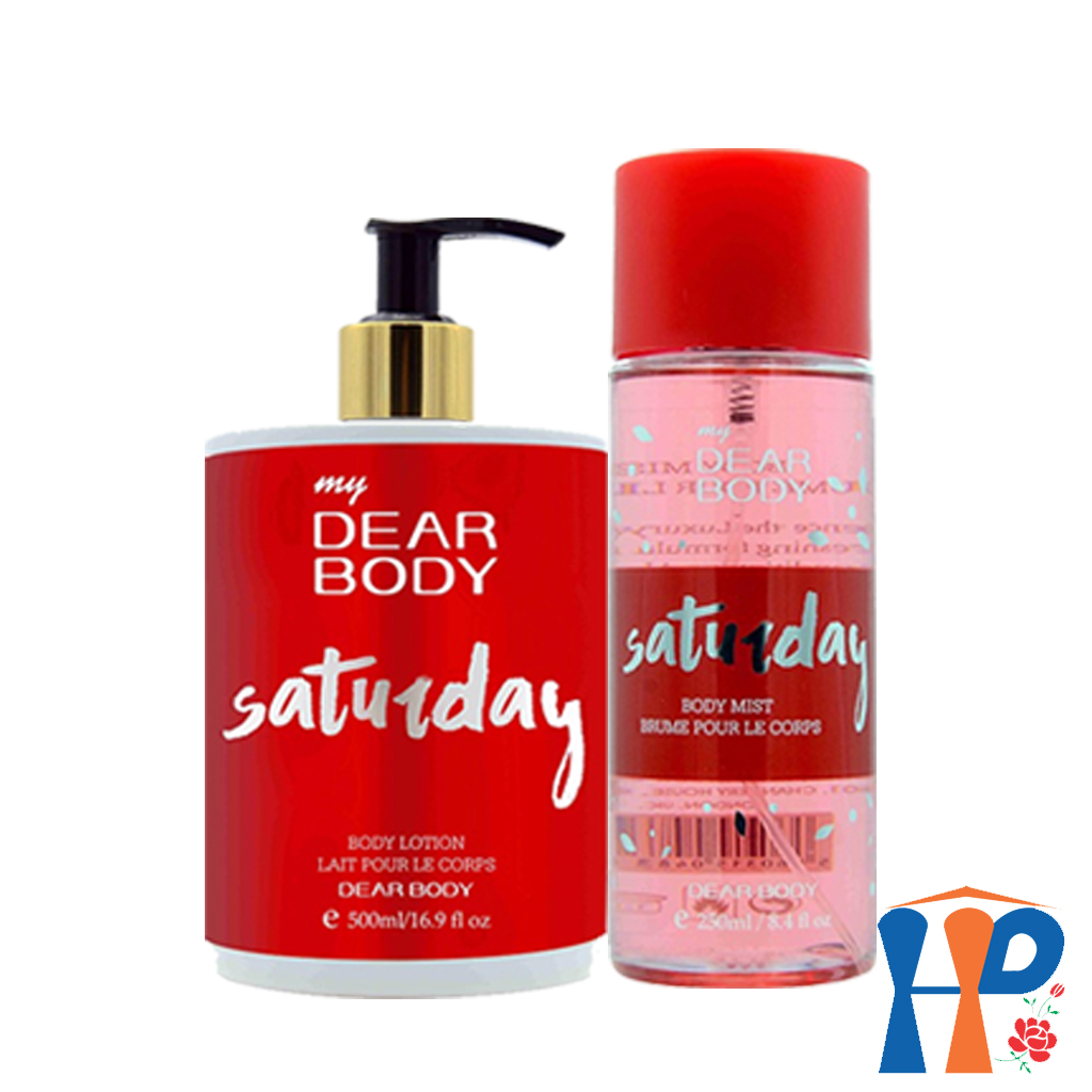 Combo Xịt Thơm và Dưỡng Thể Cả Tuần DEAR BODY Weeks Body Mist and Lotion 750ml (for woman, lưu hương 3 - 5 giờ)