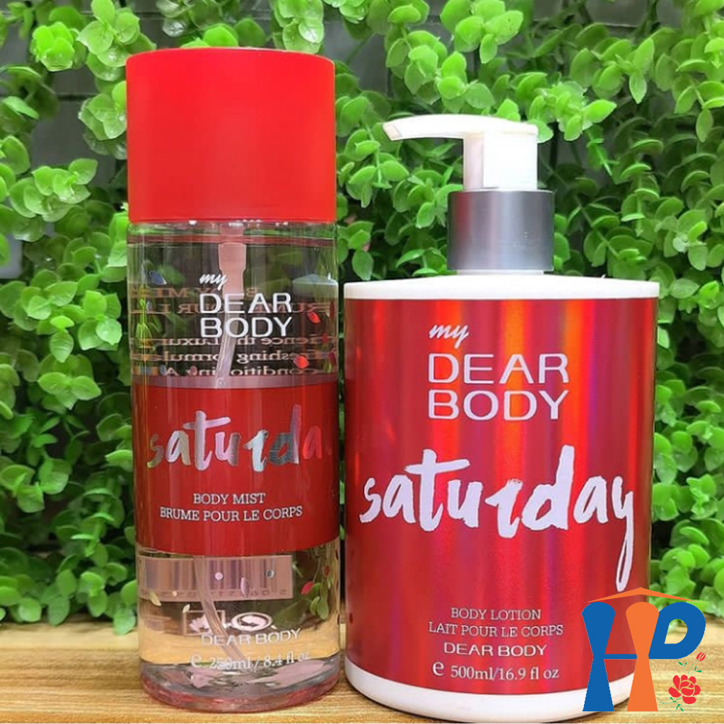 Combo Xịt Thơm và Dưỡng Thể Cả Tuần DEAR BODY Weeks Body Mist and Lotion 750ml (for woman, lưu hương 3 - 5 giờ)