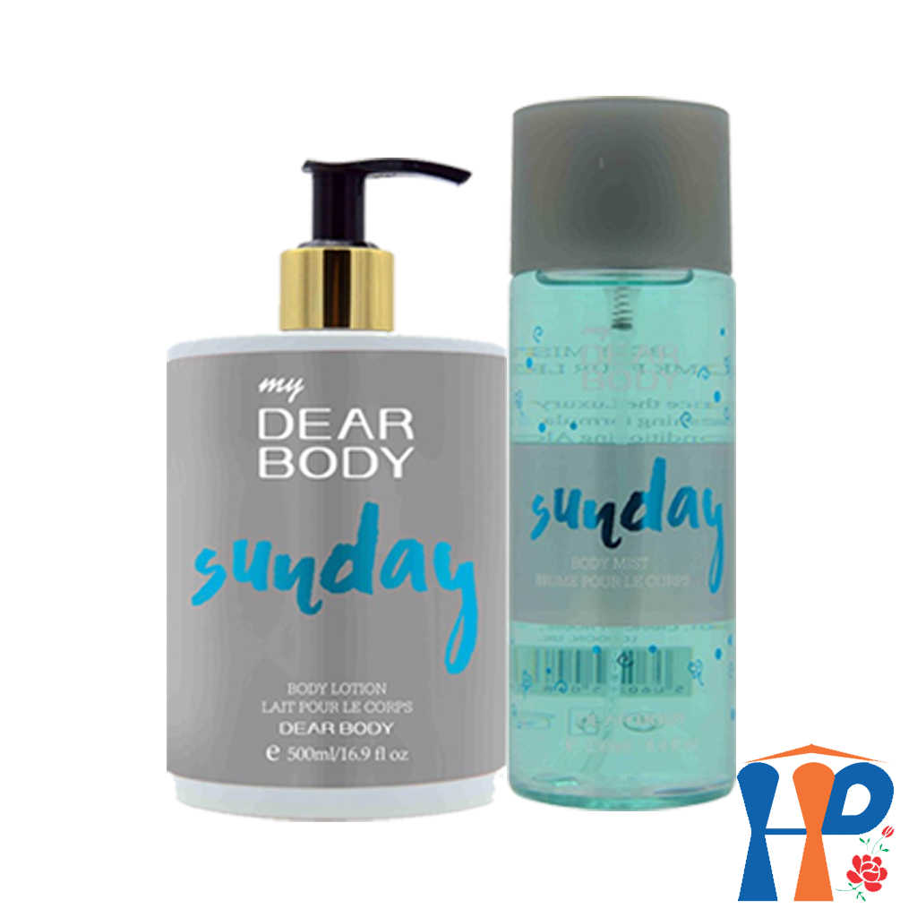 Combo Xịt Thơm và Dưỡng Thể Cả Tuần DEAR BODY Weeks Body Mist and Lotion 750ml (for woman, lưu hương 3 - 5 giờ)