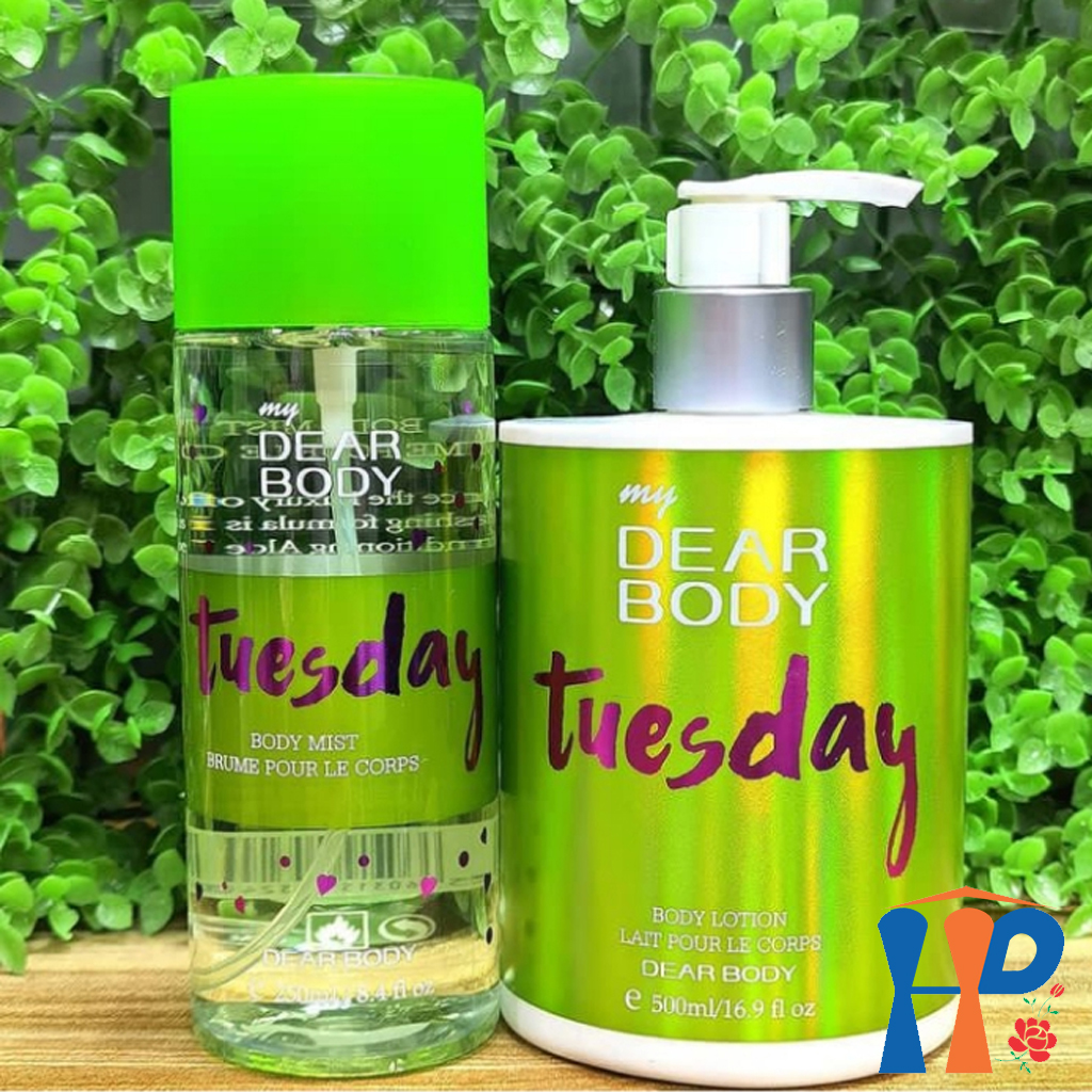 Combo Xịt Thơm và Dưỡng Thể Cả Tuần DEAR BODY Weeks Body Mist and Lotion 750ml (for woman, lưu hương 3 - 5 giờ)