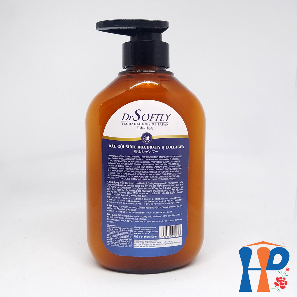 Dầu gội hương nước hoa Biotin & Collagen DrSoftly Perfume Shampoo 500ml (dành cho tóc khô và hư tổn, ướp hương cho tóc, kích thích mọc tóc, giúp tóc dày mượt)
