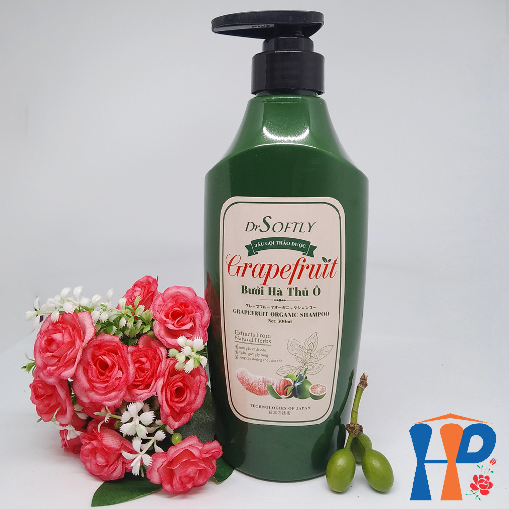 Dầu gội xả thảo dược DrSoftly Grapefruit Organic & Herbal Conditioning Shampoo 500ml (dành cho tóc dầu, ngăn gàu, giảm ngứa, bớt gãy rụng)