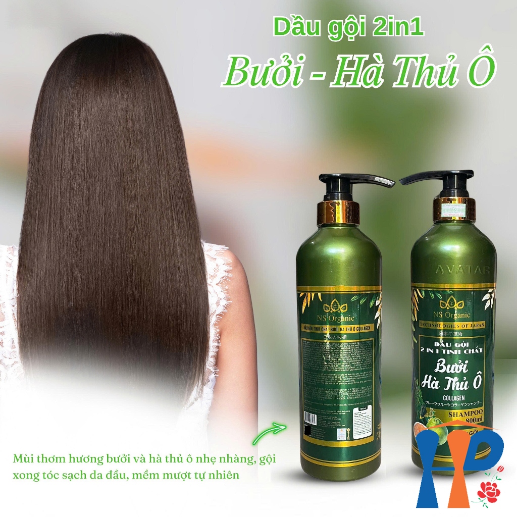 Dầu gội Bưởi & Hà Thủ Ô NS Organic Grapefruit Collagen 2 in 1 Shampoo 800ml
