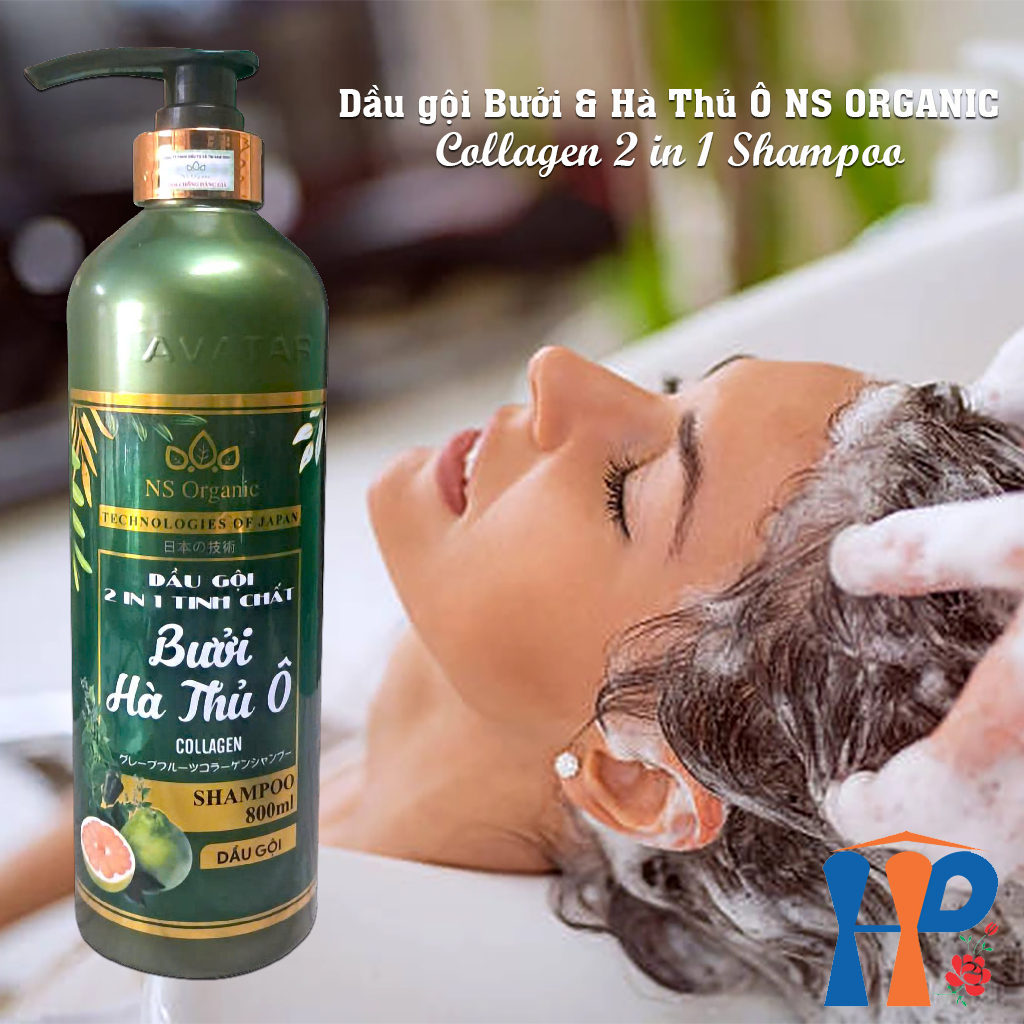 Dầu gội Bưởi & Hà Thủ Ô NS Organic Grapefruit Collagen 2 in 1 Shampoo 800ml