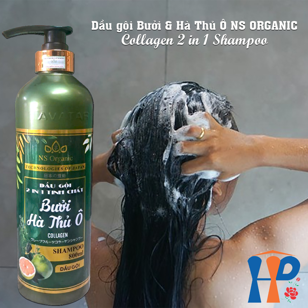 Dầu gội Bưởi & Hà Thủ Ô NS Organic Grapefruit Collagen 2 in 1 Shampoo 800ml