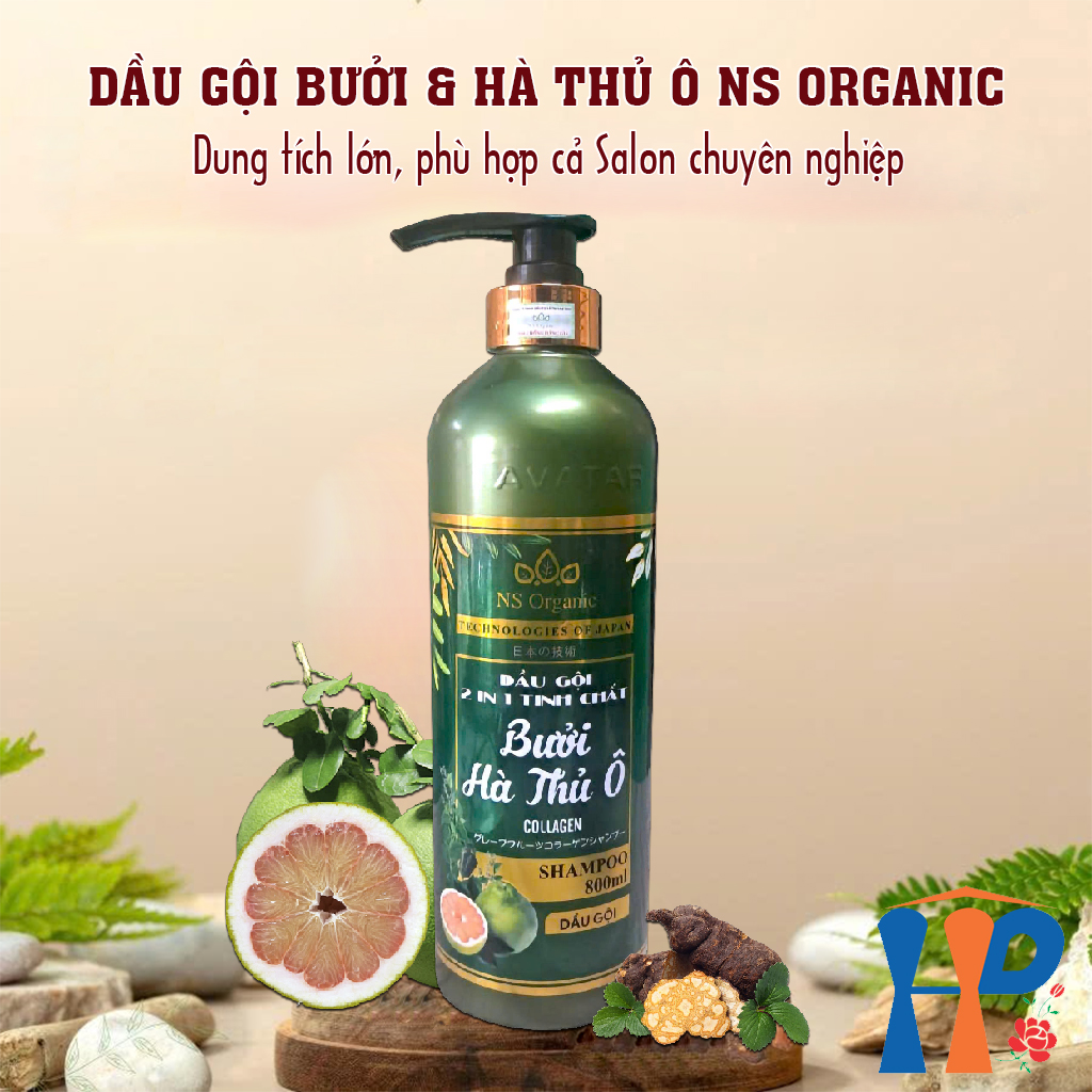 Dầu gội Bưởi & Hà Thủ Ô NS Organic Grapefruit Collagen 2 in 1 Shampoo 800ml