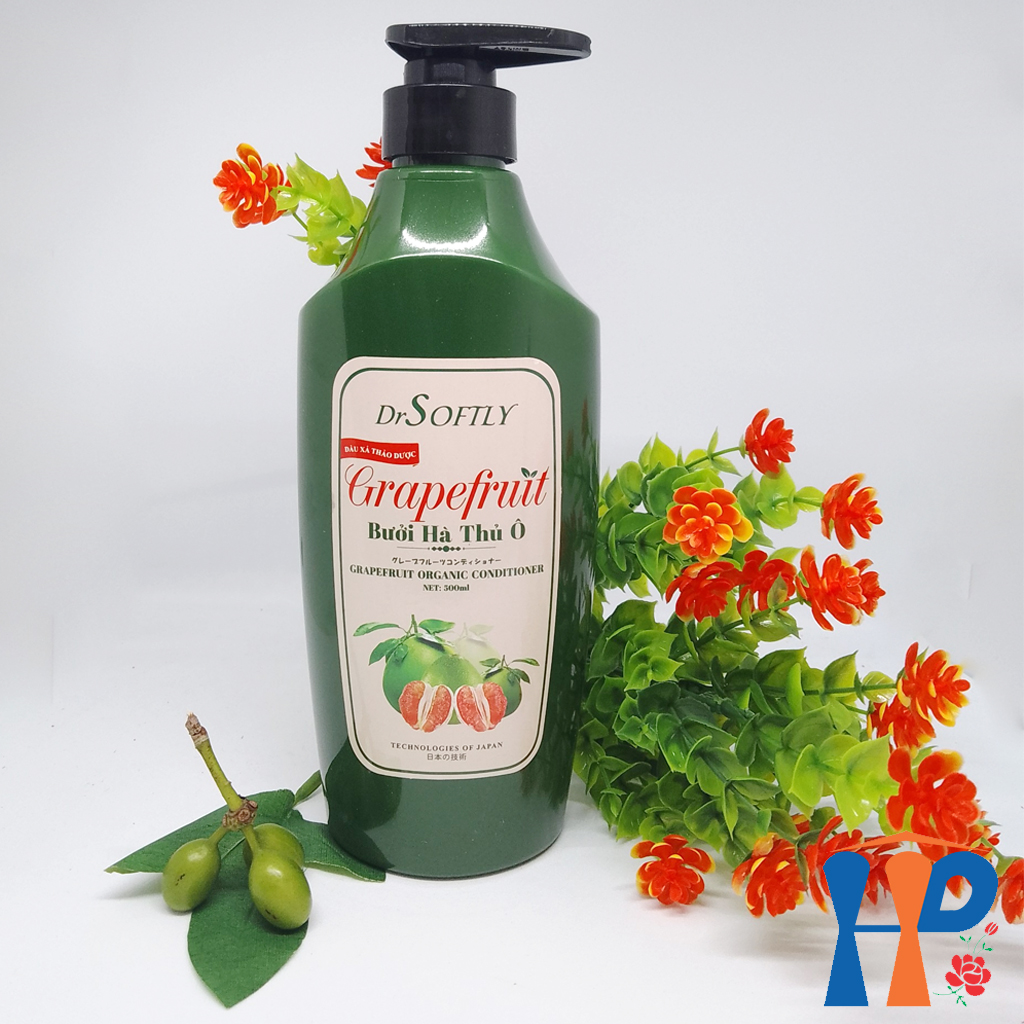 Dầu xả thảo dược Bưởi Hà Thủ Ô DrSoftly Grapefruit Organic Conditioner 500ml (mềm mượt tóc, giữ bền màu tóc nhuộm)