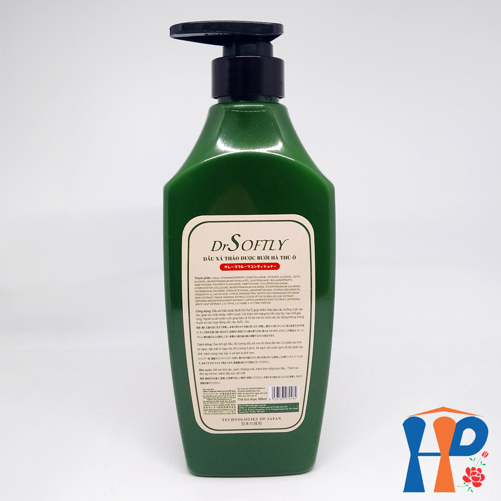 Dầu xả thảo dược Bưởi Hà Thủ Ô DrSoftly Grapefruit Organic Conditioner 500ml (mềm mượt tóc, giữ bền màu tóc nhuộm)