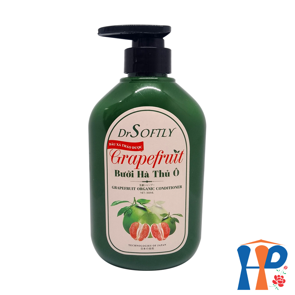 Dầu xả thảo dược Bưởi Hà Thủ Ô DrSoftly Grapefruit Organic Conditioner 500ml (mềm mượt tóc, giữ bền màu tóc nhuộm)