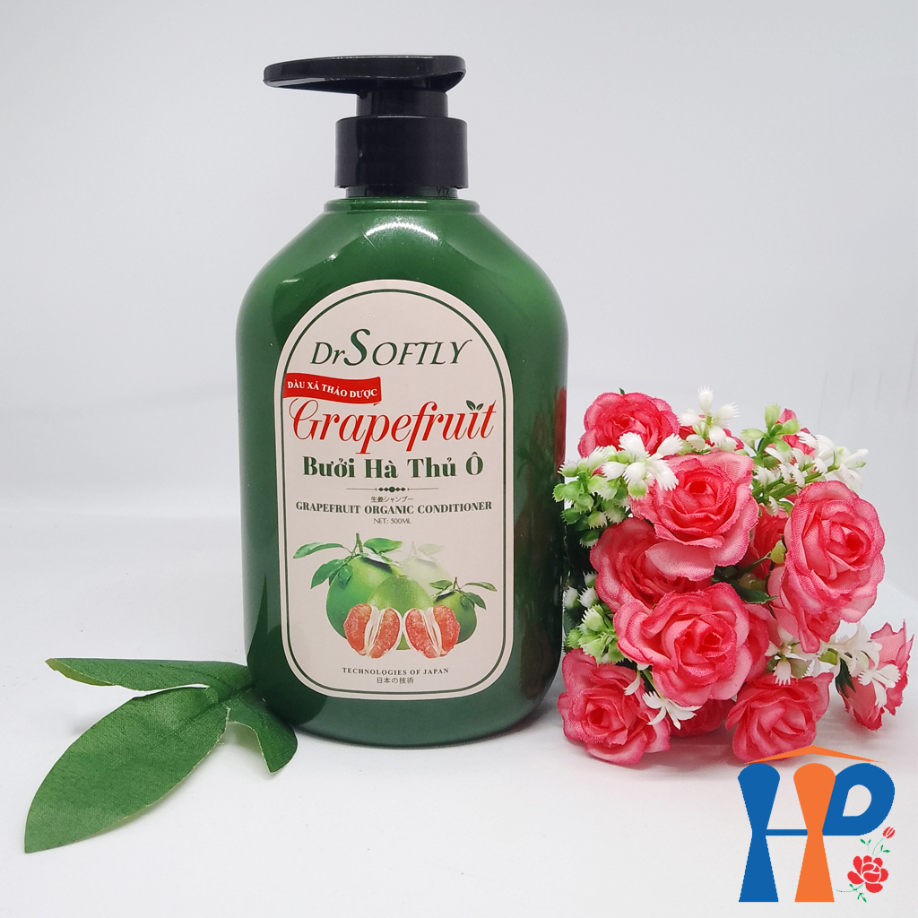 Dầu xả thảo dược Bưởi Hà Thủ Ô DrSoftly Grapefruit Organic Conditioner 500ml (mềm mượt tóc, giữ bền màu tóc nhuộm)