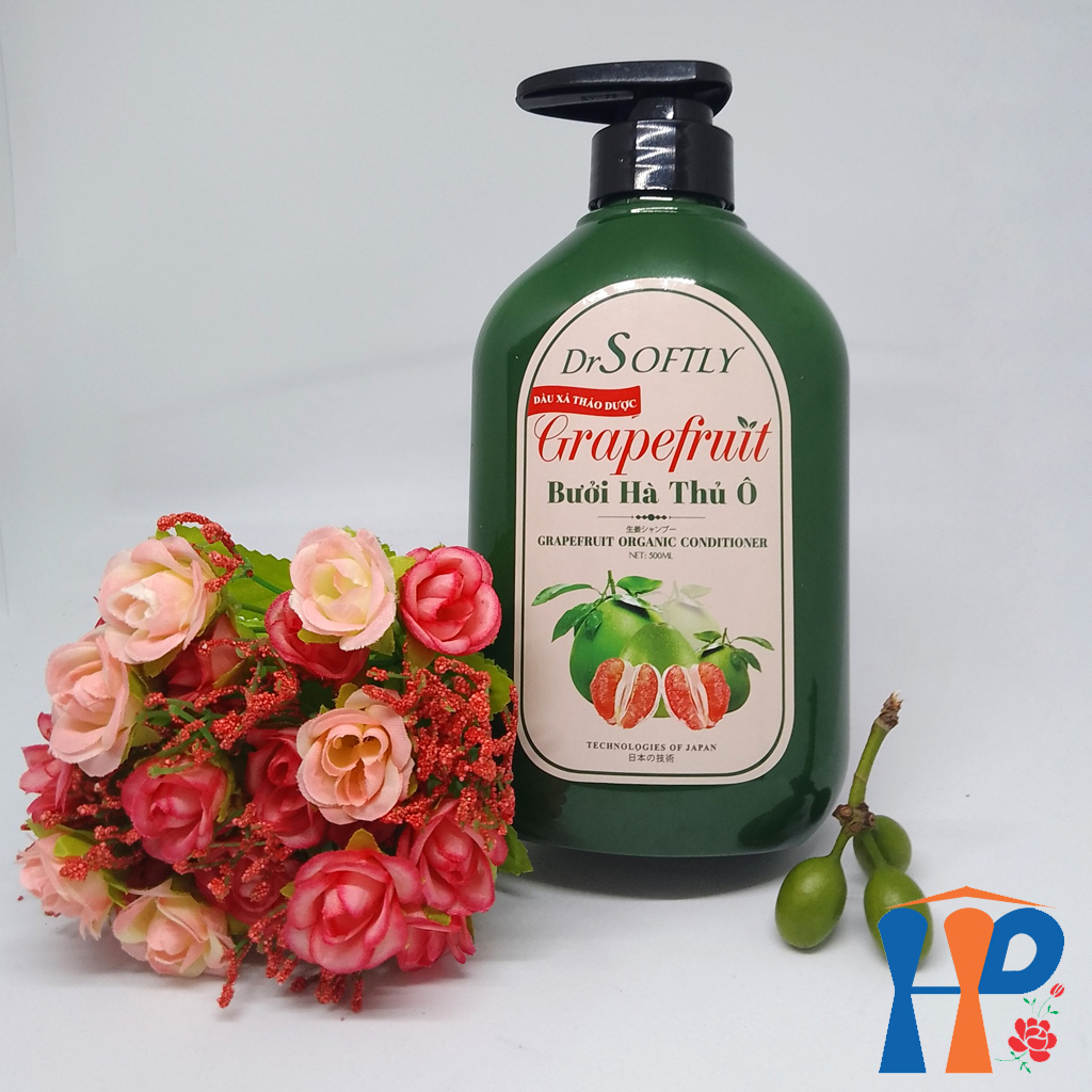 Dầu xả thảo dược Bưởi Hà Thủ Ô DrSoftly Grapefruit Organic Conditioner 500ml (mềm mượt tóc, giữ bền màu tóc nhuộm)