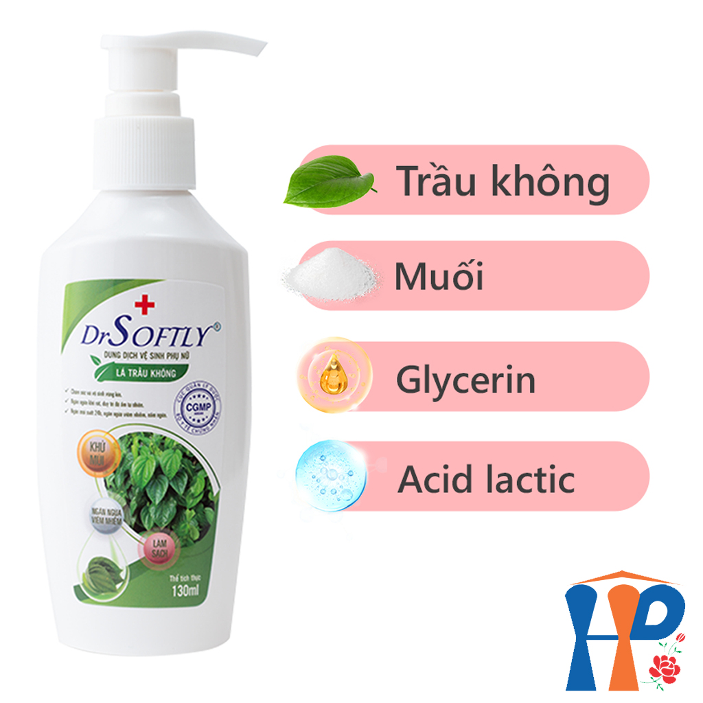 Dung dịch vệ sinh DrSoftly Feminine Hygiene Solution (bạc hà, nha đam, trầu không, chăm sóc da vùng kín, khử mùi, ngăn ngừa viêm nhiễm, nấm ngứa)