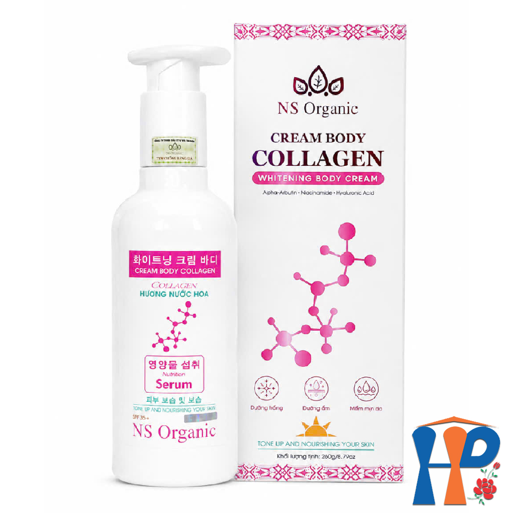Kem dưỡng thể trắng da NS Organic Cream Body Collagen SPF35+ PA++++ 300gr
