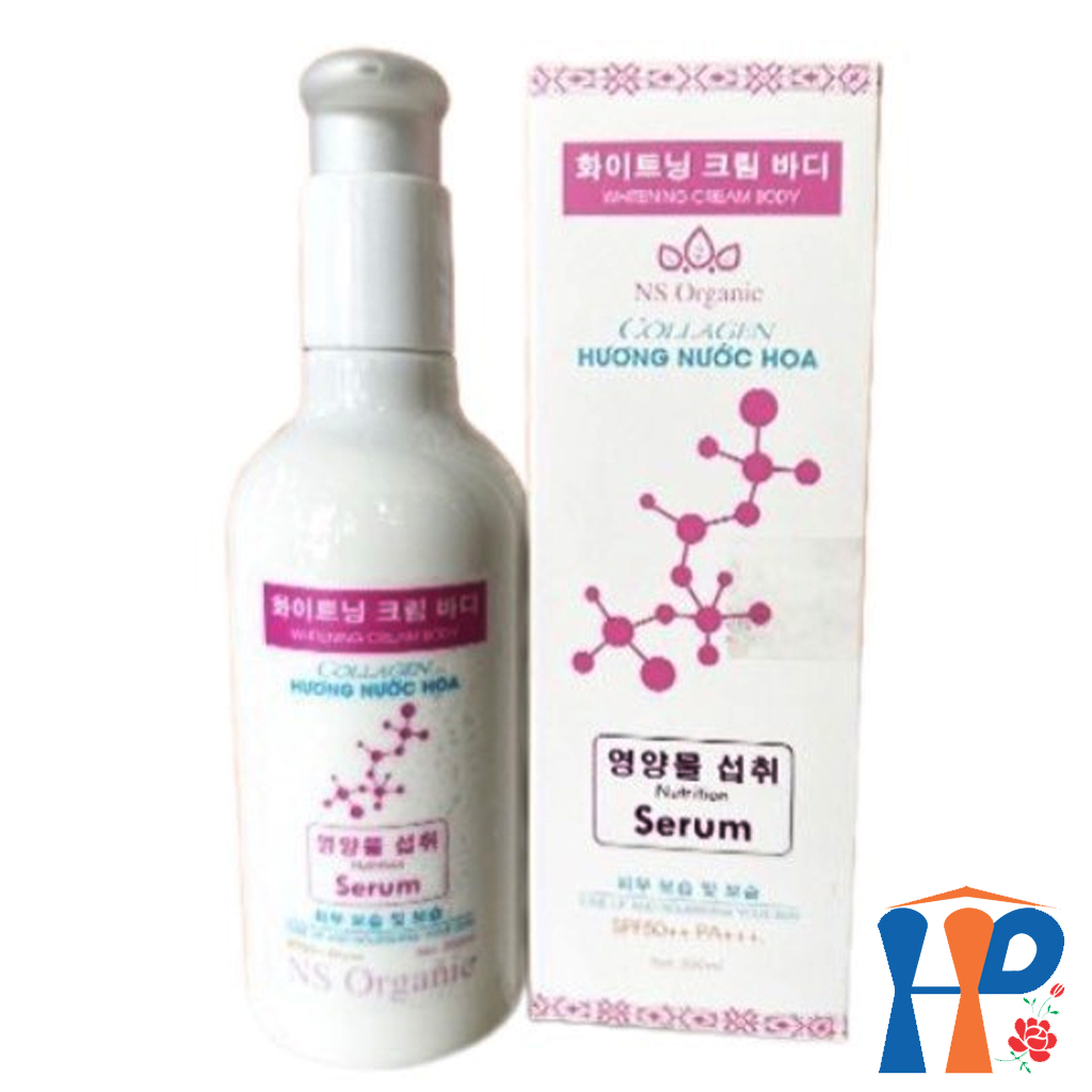 Kem dưỡng thể trắng da NS Organic Serum Body Collagen SPF50++ PA+++ 300ml