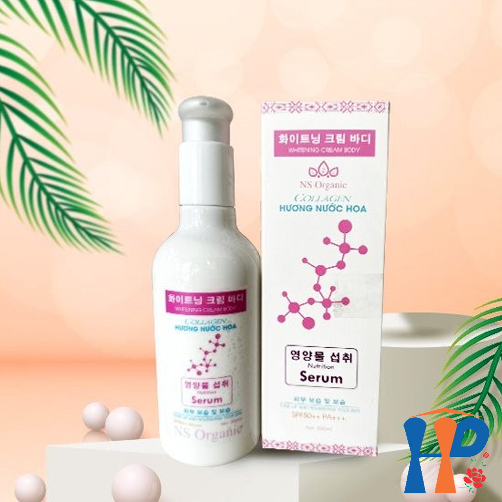 Kem dưỡng thể trắng da NS Organic Serum Body Collagen SPF50++ PA+++ 300ml