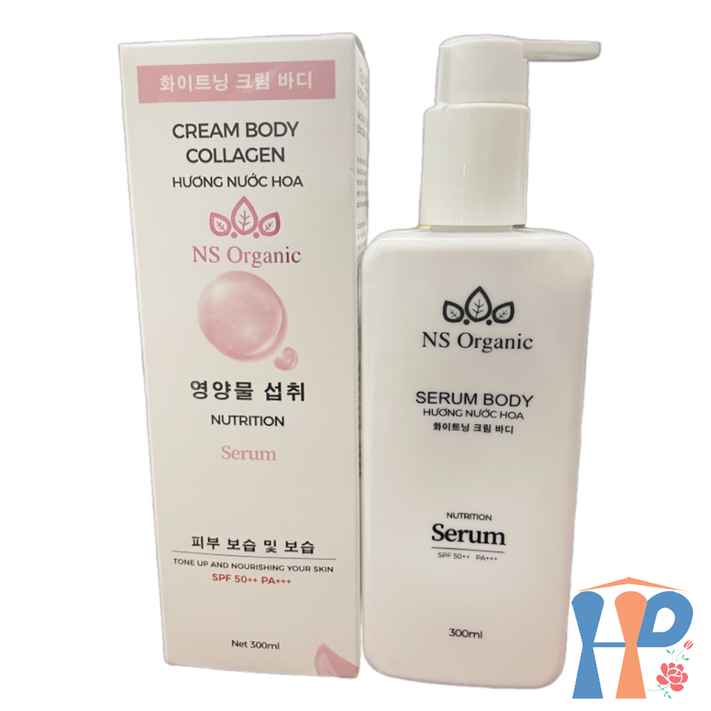 Kem dưỡng thể trắng da NS Organic Serum Body Collagen SPF50++ PA+++ 300ml